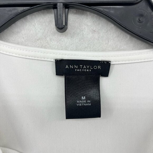 Ann Taylor Factory Tops Womens M White Lace Up V Neck Sleeveless Boho Minimalist - Picture 9 of 12